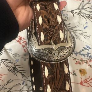 Nacona tooled turquoise conch Western Belt